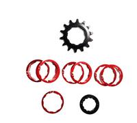 Genérico Compatible con el Kit de conversión de Casete Universal MTB de una Sola Velocidad, AL7075, piñón de Rueda Libre 13T 14T 15T 16T(14T-Red Washer)