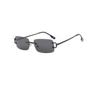 Genérico Compatible con gafas de sol rectangulares, sin montura, for hombre y mujer, pequeñas, azul, rosa, dorado, Metal(Full black)