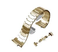 Genérico Compatible con Tissot 1853 PRX Super player WatchBand T137.407/137.410 Correa de cuero genuino 12 mm Pulsera acero inoxidable for hombres ssBracelet(Golden)