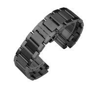 Genérico Compatible With Yubo Classic Fusion Big Bang Solid Stainless Steel Watchband Convex Interface Men 27x19mm Outdoor Watch Strap(Black)