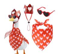 Generico Completo para ganso de porche de San - Juego de gafas de corazón, pañuelo y sombrero, completo para ganso de porche festivo - Apto para familia, mujeres, jardín, patio, vacaciones y Pascua