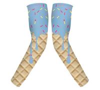 Genérico Compression Arm Sleeves - Polyester Spandex, UV Protection Arm Cover, Ice Cream Pattern Sleeves | Cooling Elbow Support Guards, Sports Sun Protection For Hiking Golf Fishing Cycling Travel