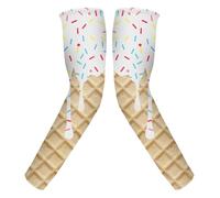 Genérico Compression Arm Sleeves - Polyester Spandex, UV Protection Arm Cover, Ice Cream Pattern Sleeves | Cooling Elbow Support Guards, Sports Sun Protection For Hiking Golf Fishing Cycling Travel
