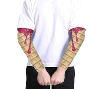 Genérico Compression Arm Sleeves - Polyester Spandex, UV Protection Arm Cover, Ice Cream Pattern Sleeves | Cooling Elbow Support Guards, Sports Sun Protection For Hiking Golf Fishing Cycling Travel