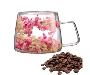 Generico Con aislamiento - Efecto 3D en el interior, diseño de flores en capas (rosas, no te olvides de mí, margaritas), capa exterior antiarañazos, ligera 280 g, apilable, juego de 2 tazas |