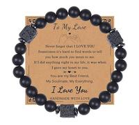 Genérico Con Hombre Amantes Mm 8 Anillos Regalo Pulsera de Negro con Tarjeta para Hombres Adolescentes Azul Acero Joyería, talla única, Piedra natural, No es una piedra preciosa