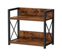 Genérico Condiment Holder - Iron Wood 2-Tier 30x26.5x16cm Space Saving Organizer Rack | Seasoning Stand, Kitchen Storage Shelf, Countertop Display, Farmhouse Style Home Use