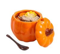 Genérico Condiment Jar, Halloween Pumpkin Container, 400ml Lidded Storage Pot with Spoon, 4.13 Inches, Cute Seasonal Food Holder, for Kitchen, Coffee, Tea Leaves, Sugar, Snacks, Soup, Spices