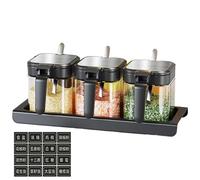 Genérico Condiment Jars Set, Glass Seasoning Containers, Salt Sugar Canisters, Cruet Pepper Pots, 3.94x3.74 Inches, Ideal for Storing and Dispensing a Variety of Seasonings, Black and White