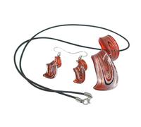 Genérico Conjunto Creativo de Collar y Pendientes en Espiral Rojos de Vidrio, Accesorio Elegante para Boda o Evento Especial Diseño Bello y Brillante