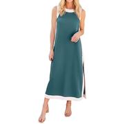 Genérico Conjunto de 2 piezas para mujer, vestido largo sin mangas, estilo bohemio, con bloques de color, conjunto de pantalones cortos casuales, con bolsillos