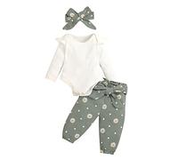 Genérico Conjunto de 3 piezas con top de manga larga y pantalones con estampado de Little (White, 12-15 Months)