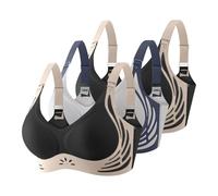 Genérico Conjunto de 3 Piezas para Mujer: Tirantes Delanteros y Laterales con Hebilla, Borde de Encaje, sin Anillos de Acero, Ajuste Fruncido sin Costuras, para Yoga, Dormir y Sujetador Grande