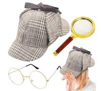 Genérico Conjunto de accesorios de atuendos de detectives, 5.31x5.31 pulgadas Classic Hat & Props for Mystery Role Play, Cosplay Kit para adultos Farty Halloween Fabric, PP Theatre Christmas Event