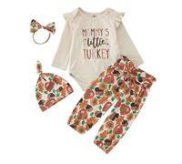 Genérico Conjunto de Algodón para Niñas Pequeñas Ropa de Temporada Otoño Invierno con Mono Pantalones y Sombrero Accesorios Elegantes (Beige, 6-12 Months)