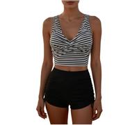 Genérico Conjunto de Bikini de Mujer con Diseño Cruzado Estampado de Flores Tiro Bajo y Bañador con Cordones Traje de Baño de 2 Piezas Sexy Escote en V Cruzado Que Adelgaza el Abdomen