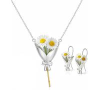 Genérico Conjunto de collar y pendientes de ramo DIY de Roe Dolph, collar con mini jarrón, joyería con colgante de jarrón, apto para flores naturales o secas, regalo del Día de la Madre (1PCS-B)
