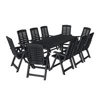 Genérico Conjunto de Comedor de jardín 11 Piezas plástico Gris Antracita,Mobiliario,Muebles de jardín,Conjuntos de jardín-276182