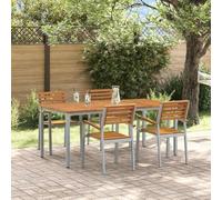 Genérico Conjunto de Comedor de Jardín 5 pcs Gris,Mobiliario,Muebles de jardín,Mesas de jardín-3284409