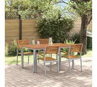 Genérico Conjunto de Comedor de Jardín 5 pcs Gris,Mobiliario,Muebles de jardín,Mesas de jardín-3284407