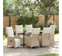 Genérico Conjunto de Comedor de Jardín 7 pcs Beige ratán sintético,Mobiliario,Muebles de jardín,Conjuntos de jardín-3379587
