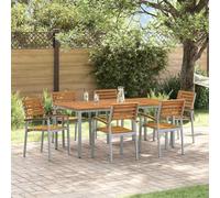 Genérico Conjunto de Comedor de Jardín 7 pcs Gris,Mobiliario,Muebles de jardín,Mesas de jardín-3284410
