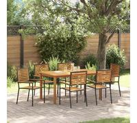 Genérico Conjunto de Comedor de Jardín 7 pcs Negro,Mobiliario,Muebles de jardín,Conjuntos de jardín-3365520