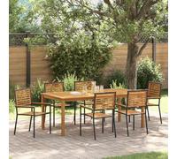 Genérico Conjunto de Comedor de Jardín 7 pcs Negro,Mobiliario,Muebles de jardín,Conjuntos de jardín-3365523