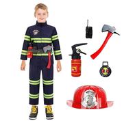 Generico Conjunto De Disfraz De Bombero Para Niños - Vestido De Juego De Rol Uniforme De Emergencia Para Aventuras | Kit De Bombero Realista Con , Casco Y De De Halloween