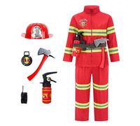 Generico Conjunto De Disfraz De Bombero Para Niños - Vestido De Juego De Rol Uniforme De Rescate Para Aventuras | Kit De Bombero Realista Con , Casco Y Para Halloween Y Cosplay