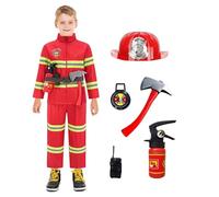 Generico Conjunto De Disfraz De Bombero Para Niños - Vestido De Juego De Rol Uniforme De Rescate Para Aventuras | Kit De Bombero Realista Con , Casco Y Para Halloween Y Cosplay