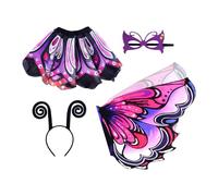 Genérico Conjunto De Disfraz De De 3 A 12 Años, Conjunto De Alas Flexibles, Vestido Tutú Con Diadema | Traje De Colorido Que Mejora La Puesta En Escena Mascarada De Halloween Fotografía Celebra
