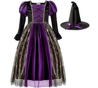 Genérico Conjunto de disfraz de de Halloween para niñas Vestido de de Halloween con sombrero negro Disfraces de Halloween para niñas (Black, 9-10 Years)
