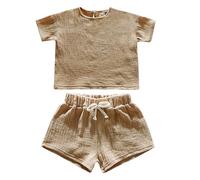 Genérico Conjunto De Dos Piezas NiñA,Conjunto De CháNdal De 2 Piezas para BebéS Y NiñOs Camiseta De Manga Corta Y Shorts (Verano)