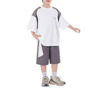 Genérico Conjunto De Dos Piezas Para Niño 2026: Camiseta Manga Corta Transpirable Y Pantalones Cortos, Ropa Deportiva Verano Para Jugar Al Aire Libre (White, 5-6 Years)