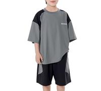Genérico Conjunto De Dos Piezas Para Niño 2026: Camiseta Manga Corta Transpirable Y Pantalones Cortos, Ropa Deportiva Verano Para Jugar Al Aire Libre (Light Gray, 10-11 Years)