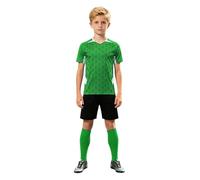 Genérico Conjunto de Fútbol Niños 2026 Camiseta y Pantalón Corto Deportivo para Entrenamiento Competición 5-13 Años (Green, 6-7 Years)