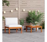 Genérico Conjunto de jardín de 2 Piezas con Cojines de Madera de Acacia y Cuerda vidaXL,Mobiliario,Muebles de jardín,Asientos de Exterior,Sofás modulares de exterior-312427