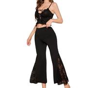 Genérico Conjunto de lencería para Mujer Elegante Conjunto de Encaje y pantalón para la Comodidad del Ropa de Dormir para Todas Las Estaciones Conjunto para Las Noches (Black XL)