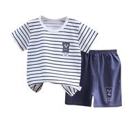 Genérico Conjunto de manga corta para niños,Pantalones Cortos Mono 2 Piezas Bebé Niños Ropa Verano Casual Suelta camiseta y pantalones Niño Pequeños 1-6 Años