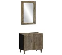 Genérico Conjunto de Muebles de baño 2 Piezas Madera Maciza de Mango,Muebles de baño-3310018