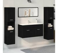 Genérico Conjunto de Muebles de Baño 4 pcs Roble Negro 41 x 38.5 x 46 cm,Mobiliario,Conjuntos de Muebles,Muebles de baño,Negro,60.15 KG,3334325