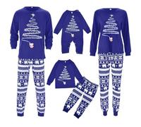 Genérico Conjunto de Pijama de Navidad para Parejas y Familias con Estampado de Alce en Bosque Invernal Ropa de Dormir de Algodón Cómoda y Lavable02