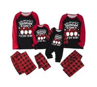 Genérico Conjunto de Pijama de Navidad para Parejas y Familias con Estampado de Alce en Bosque Invernal Ropa de Dormir de Algodón Cómoda y Lavable01
