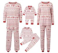 Genérico Conjunto de Pijama de Navidad para Parejas y Familias con Estampado de Alce en Bosque Invernal Ropa de Dormir de Algodón Cómoda y Lavable03