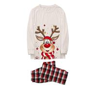 Genérico Conjunto de Pijama Familiar navideños Conjunto de Pijama con Estampado a Cuadros Estilo papá (Beige, L)