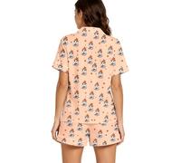 Genérico Conjunto de Pijama para Mujer con Cuello Solapa, Camiseta de Manga Corta y Pantalones Cortos, Estampado de Fantasmas para Halloween, Ropa de hogar cómoda para Descanso en casa