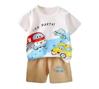 Genérico Conjunto de Pijama para niñas y niños Infantil Ropa Dormir Descanso clásica Suave Manga Corta Top Pantalones Pijamas Clásicos Lounwear 2 Piezas Primavera Verano