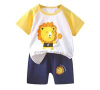 Genérico Conjunto de Pijama para niñas y niños Infantil Ropa Dormir Pijamas bebés pequeños Pantalones Cortos 2 Piezas Albornoz niño Animal Primavera Verano