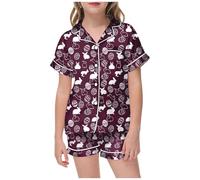 Genérico Conjunto de Pijama para niñas y niños,Ropa Dormir Manga Corta Seda Hielo Ropa Descanso clásica 2 Piezas Regalos niños Dulce a la Moda bebé niña